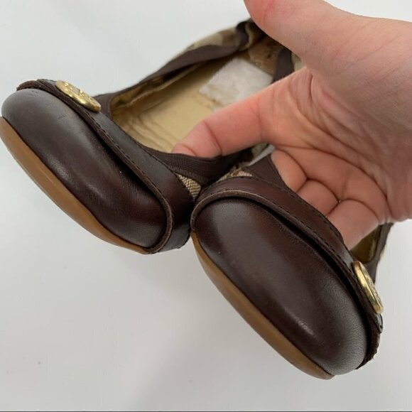 Coach womens Chelsey flats size 7.5 brown monogram cap toe ballet core - Picture 8 of 12